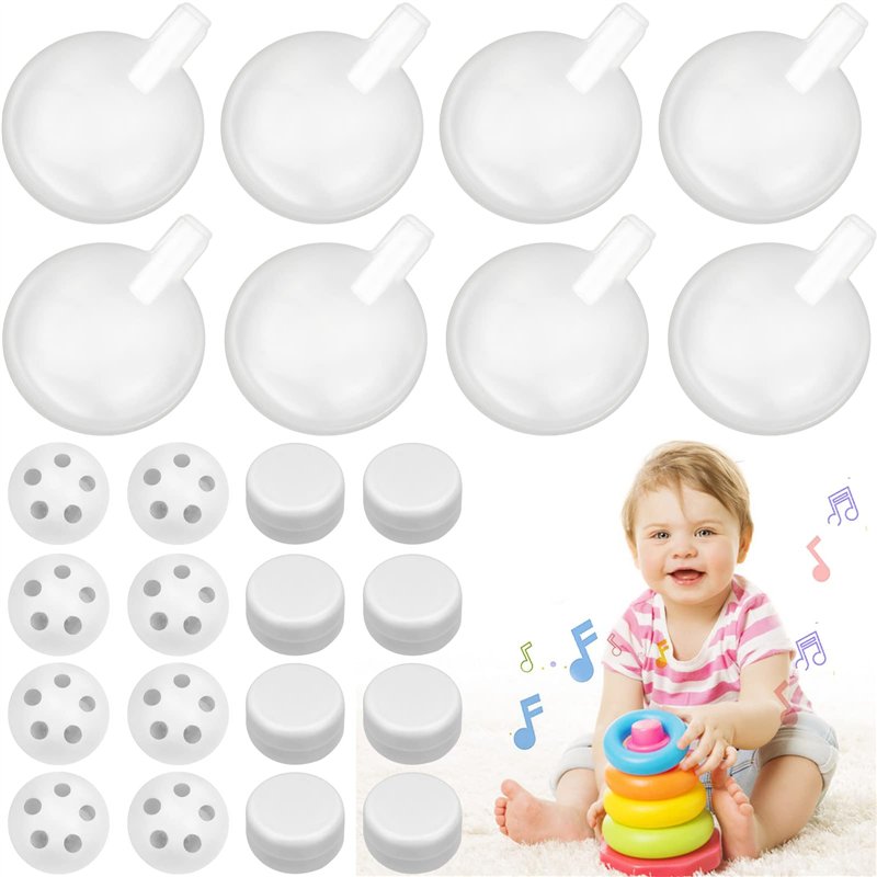 24 Pcs Squeaker Plastique Grelot pour Hochet Bébé Hochet Boîte Blanc Jouets Couineurs en Plastique Transparent pour Bricolage Po
