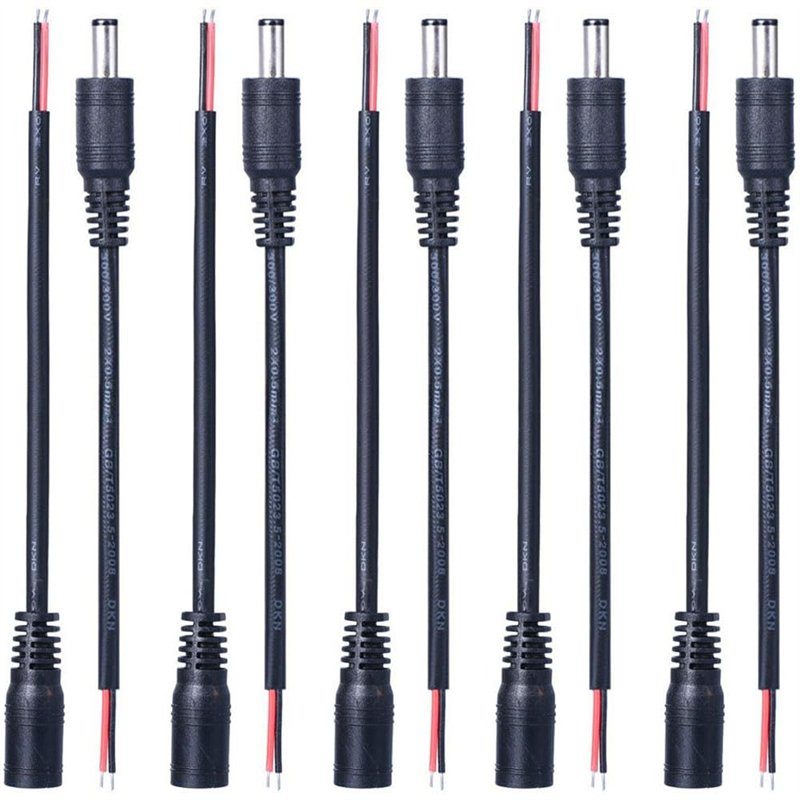 5 paires 22AWG Câble DC 5V-24V Femelle Mâle Connecteur 5,5mm x 2,1mm Fiche Prise DC Jack Connector Adaptateur Secteur pour Camér