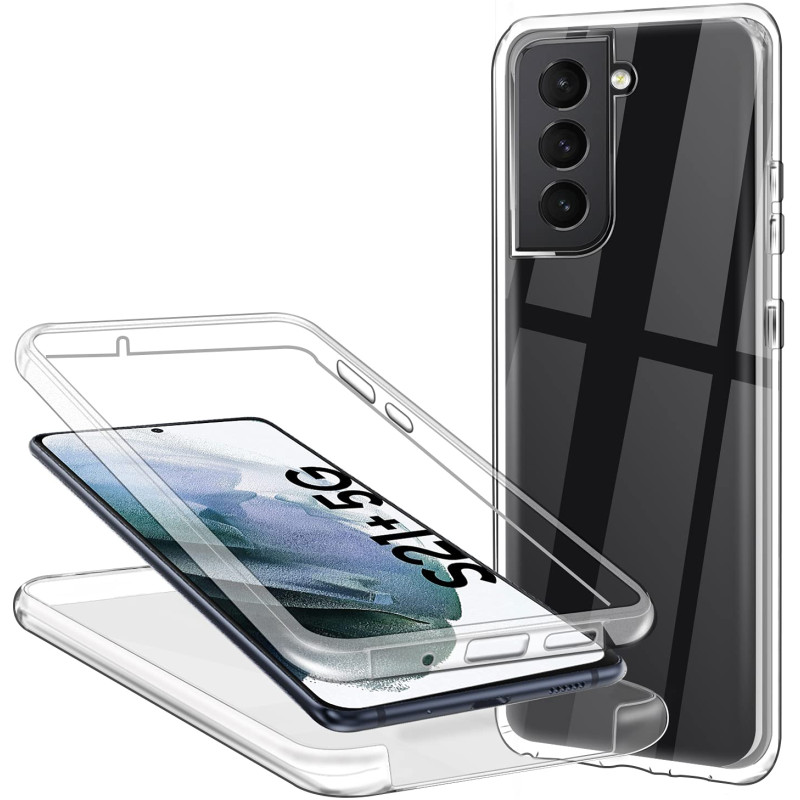 Coque pour Samsung Galaxy S21 Plus 5G (S21 + 6,7 Pouces) 360 Degrés Protection, Transparente Souple Mince Étui en Silicone TPU F