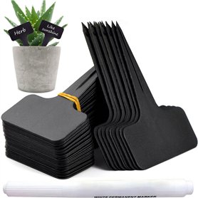 Orrdiffi 100 pièces Etiquette Jardin Exterieur Marqueurs en Plastique de Plantes Type T Plastique Etiquette Potager avec Stylo é