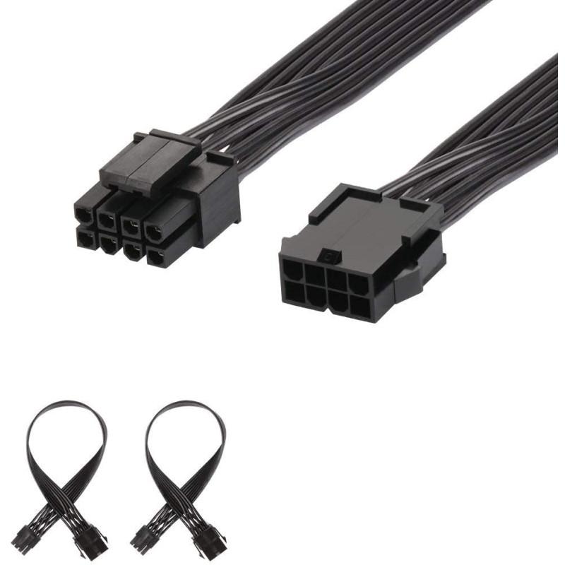 J&D 2-Pack EPS 8 Pin Câble de Extension d'alimentation, EPS 8 Broches Power Extension Câble, 30cm