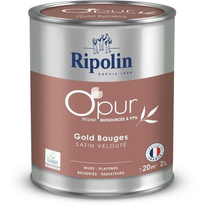O'pur murs boiseries radiateurs gold bauges satin velouté - RIPOLIN - 2 L