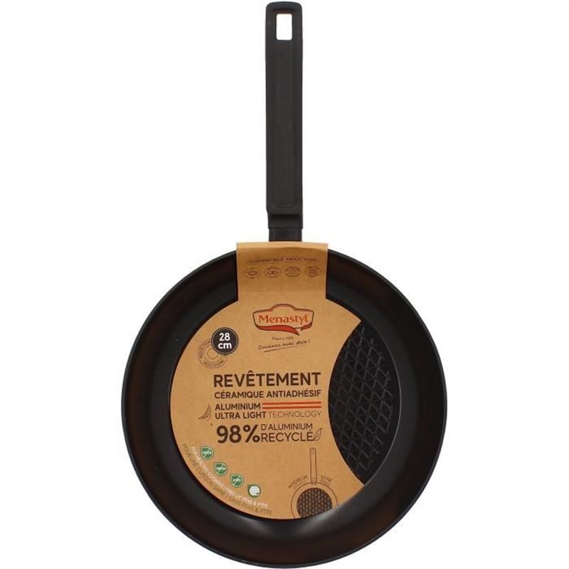 Image secondaire de Poele - MENASTYL - 6020638 - En aluminium forgé - 28 cm - Noir - Tous feux dont induction