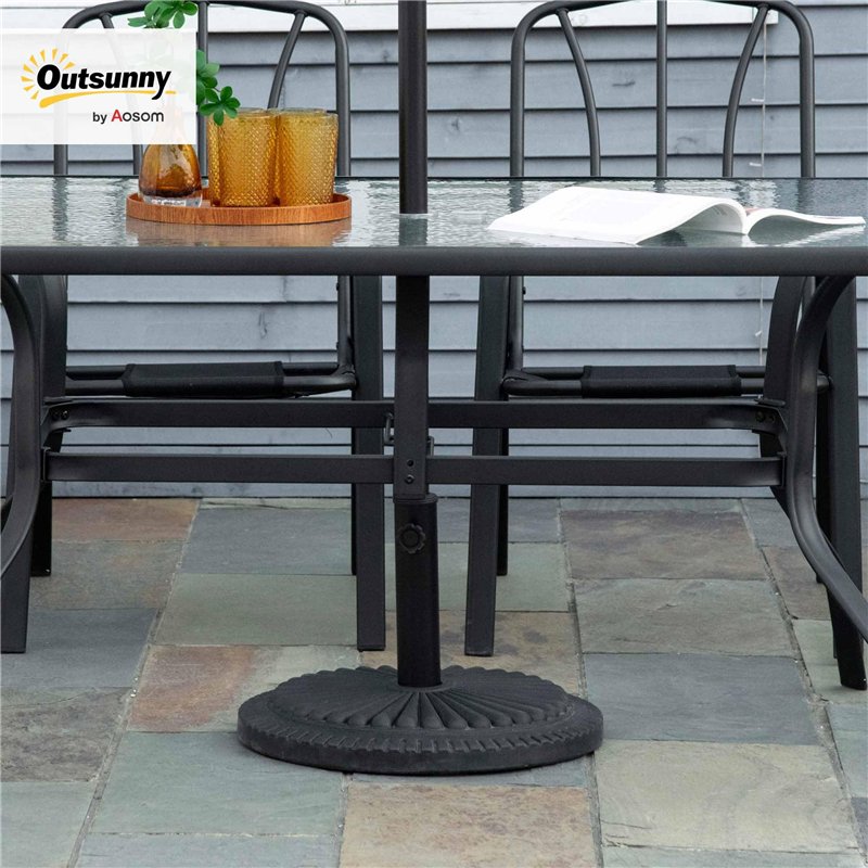 Image secondaire de Outsunny Pied de Parasol Base de lestage Parasol Rond Ciment HDPE Motif Rosace Ø 49 cm Poids Net 14 Kg Noir