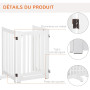 PawHut Barrière modulable Pliable barrière de sécurité avec Porte verrouillable intégrée dim. 155L x 35,5l x 76H cm MDF Blanc