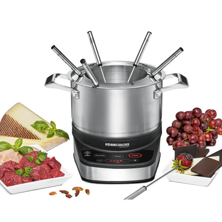 ROMMELSBACHER Set à fondue électrique F 1200 – Casserole à fondue en acier inoxydable (2