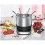 ROMMELSBACHER Set à fondue électrique F 1200 – Casserole à fondue en acier inoxydable (2,5 litres), 6 fourchettes à fondue, 3 pr