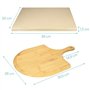Navaris Pierre à Pizza avec Pelle - Kit Pierre Pizza Rectangulaire XL 38x30cm et Pelle en Bambou - Four Traditionnel Bois Barbec