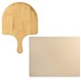 Navaris Pierre à Pizza avec Pelle - Kit Pierre Pizza Rectangulaire XL 38x30cm et Pelle en Bambou - Four Traditionnel Bois Barbec