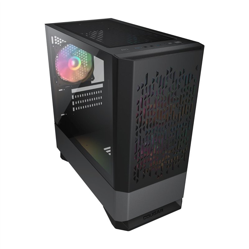 COUGAR GAMING | BOITIER PC GAMING | MG 140 AIR RGB NOIR MINI TOUR - Inclus 3 ventilateurs ARGB - Éclairage RVB - Contrôleur LED 