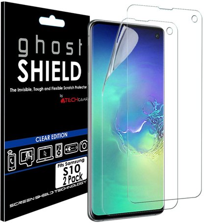TECHGEAR [2 Pack] Protection Écran Galaxy S10 [ghostSHIELD] Film de Protection Souple en TPU avec Protection Totale de l’Écran C