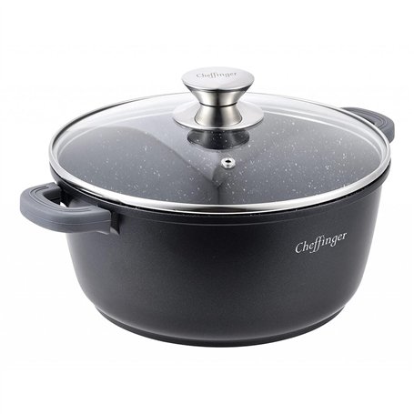 Cheffinger Marmite en fonte d'aluminium Ø 28 cm Compatible induction Ø 28 cm