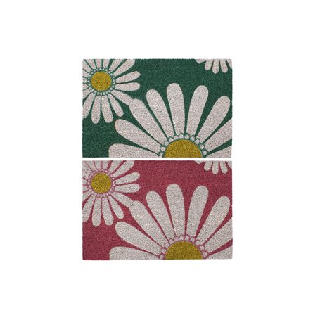 Paillasson DKD Home Decor Rose Caoutchouc Menthe Blanc Jaune 2 Unités Fibres de coco (60 x 40 x 0