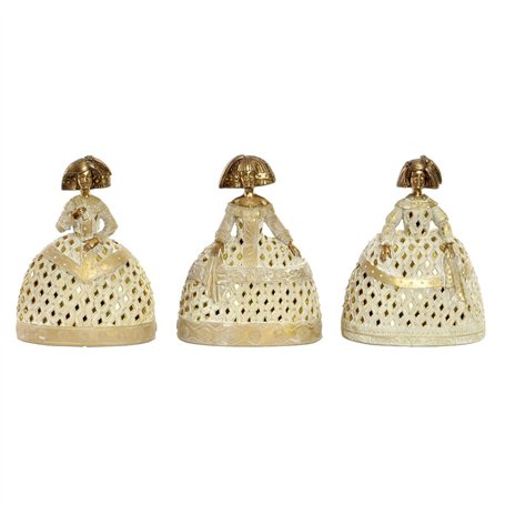 Figurine Décorative DKD Home Decor Miroir Beige Doré Résine Dame Traditionnel (18 x 13 x 23 cm) (3 Unités)