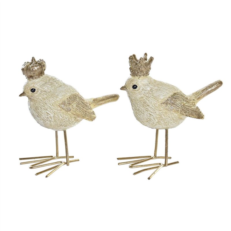 Décorations de Noël DKD Home Decor Résine Oiseau (11 x 5 x 9,5 cm) (2 Unités)