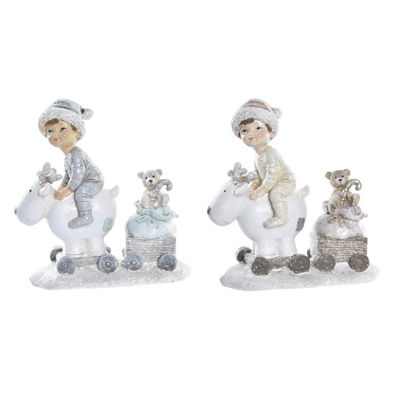 Décorations de Noël DKD Home Decor Résine Enfants (13 x 6 x 13,5 cm) (2 Unités)