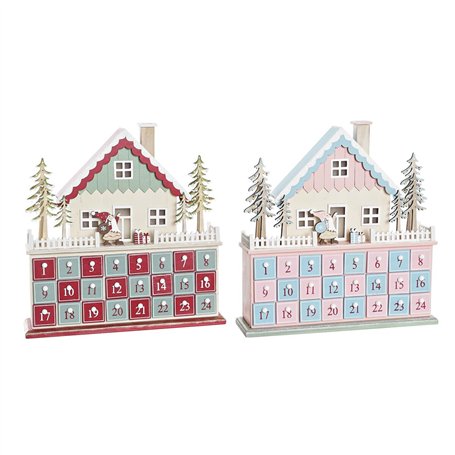 Calendrier de lAvent DKD Home Decor Bois Maison (32 x 8 x 33 cm) (2 Unités)