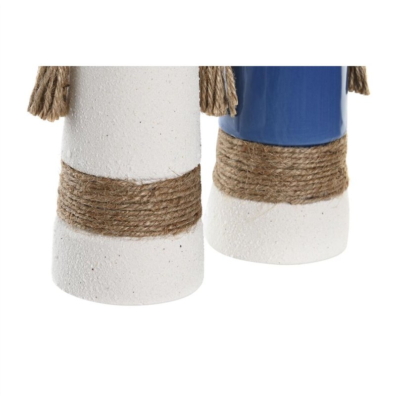 Image secondaire de Vase DKD Home Decor Céramique Blanc Blue marine (9,5 x 7 x 20 cm) (2 Unités)