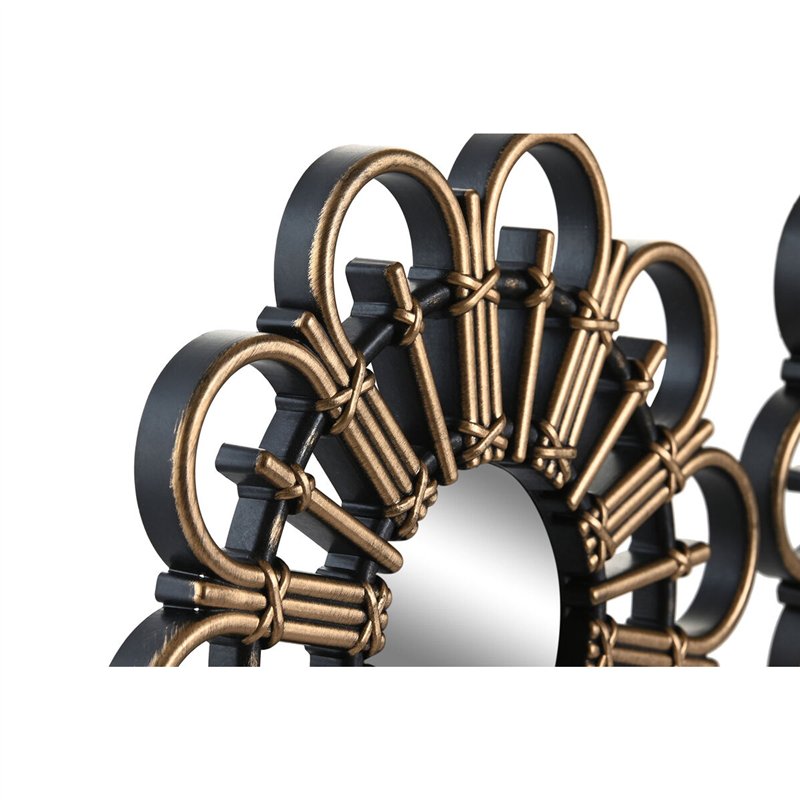 Image secondaire de Ensemble de miroirs DKD Home Decor Scandi Verre Noir Doré polypropylène (25 x 2 x 25 cm) (2 Unités)