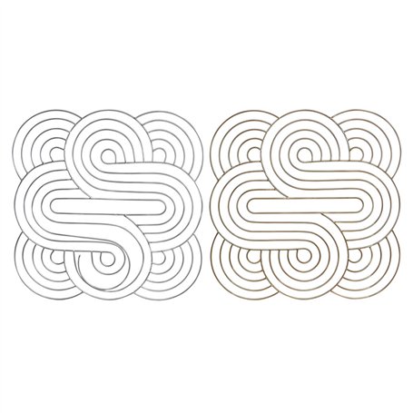 Décoration murale DKD Home Decor Doré Argenté Abstrait Oriental 61 x 1 x 61 cm (2 Unités)