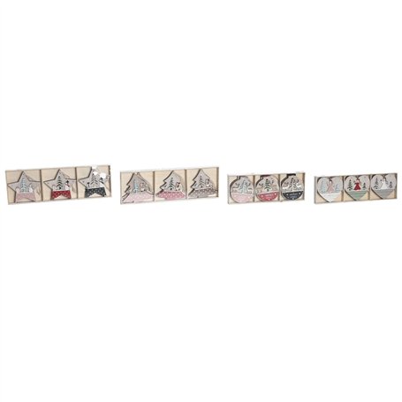 Décoration Suspendue DKD Home Decor Rouge Rose Bois 23 x 1