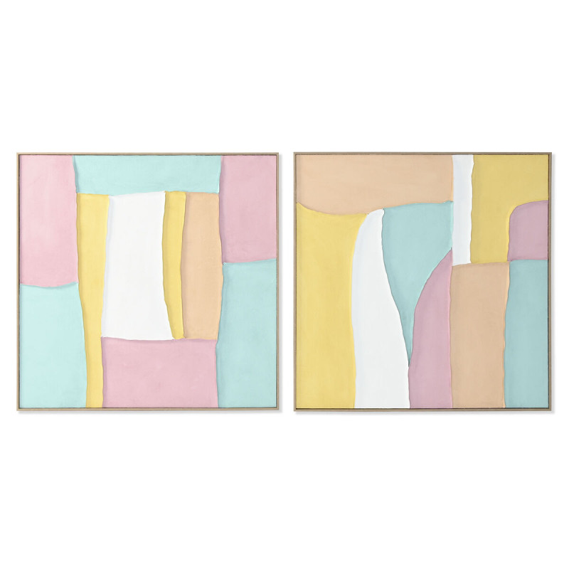Cadre Home ESPRIT Blanc Rose Turquoise Abstrait Urbaine 102 x 4,5 x 102 cm (2 Unités)