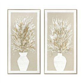 Cadre Home ESPRIT Blanc Beige Vase Traditionnel 62 x 4
