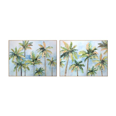 Cadre Home ESPRIT Bleu Vert Palmiers Tropical 120 x 3