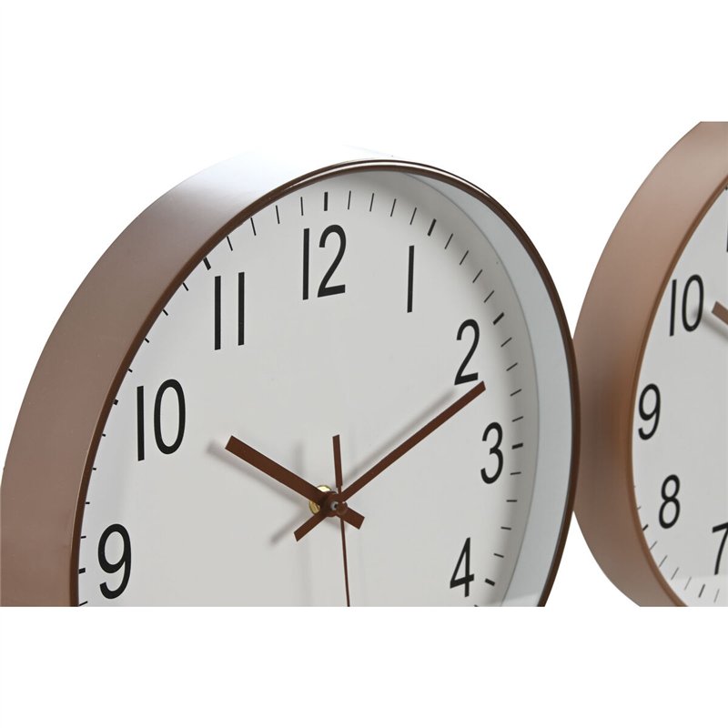 Image secondaire de Horloge Murale Home ESPRIT Blanc Marron Naturel PVC 30 x 4 x 30 cm (2 Unités)