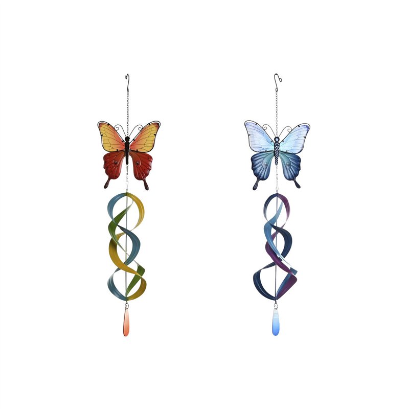 Décoration murale Home ESPRIT Bleu Orange Papillon Shabby Chic 23 x 13 x 90 cm (2 Unités)