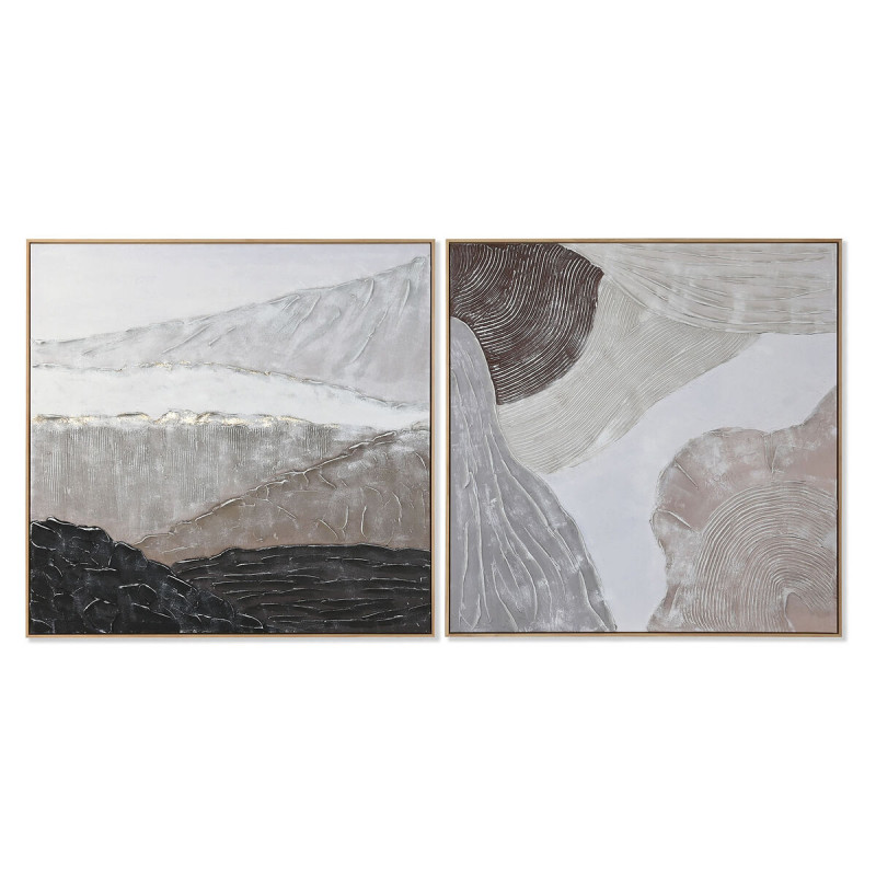 Cadre Home ESPRIT Marron Noir Beige Abstrait 123 x 4,3 x 123 cm (2 Unités)