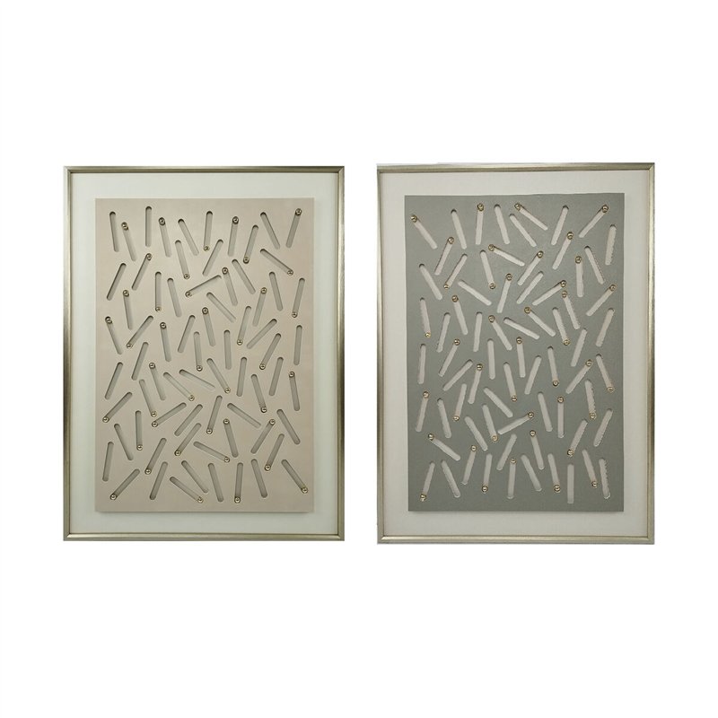 Cadre Home ESPRIT Vert Beige Doré Moderne Urbaine 90 x 3,5 x 120 cm (2 Unités)