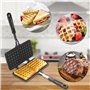 Gaufrier pour cuisinière, poêle à gaufres en fonte antiadhésive Double gaufriers belges pour le camping, la cuisson du petit-déj