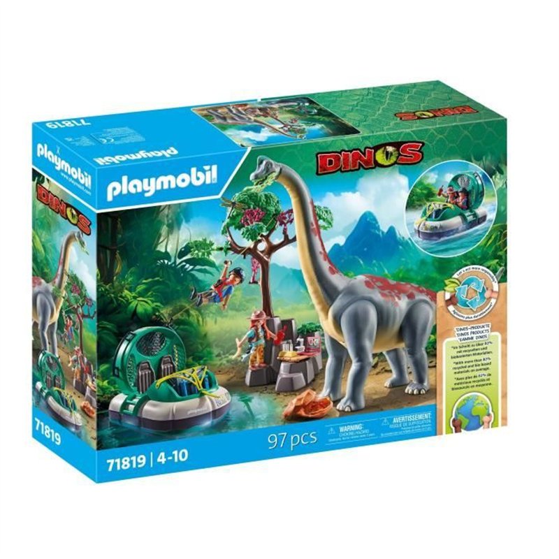 PLAYMOBIL 71819 Brachiosaure, explorateurs, aéroglisseur