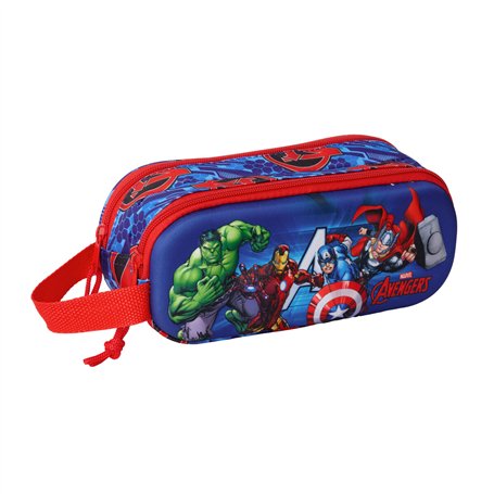 Trousse Fourre-Tout Double The Avengers Rouge Bleu foncé 21 x 8 x 6 cm 3D