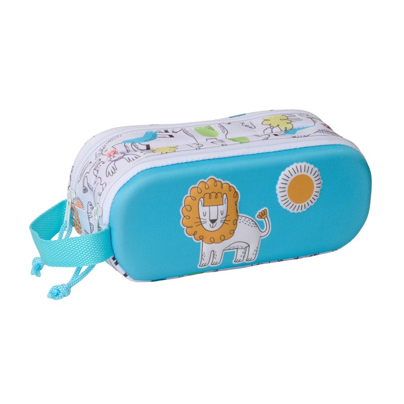 Trousse Fourre-Tout Double Safta Bleu Blanc 21 x 8 x 6 cm 3D