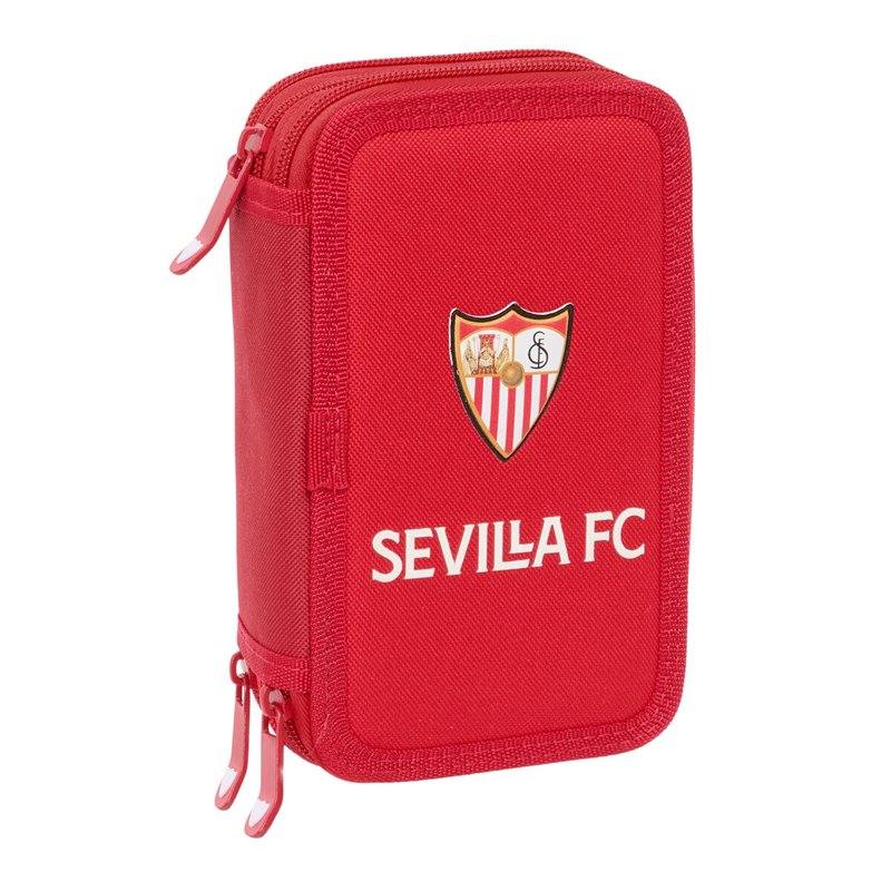Pochette à crayons triple Sevilla Fútbol Club Rouge 12,5 x 19,5 x 5,5 cm 37 Pièces