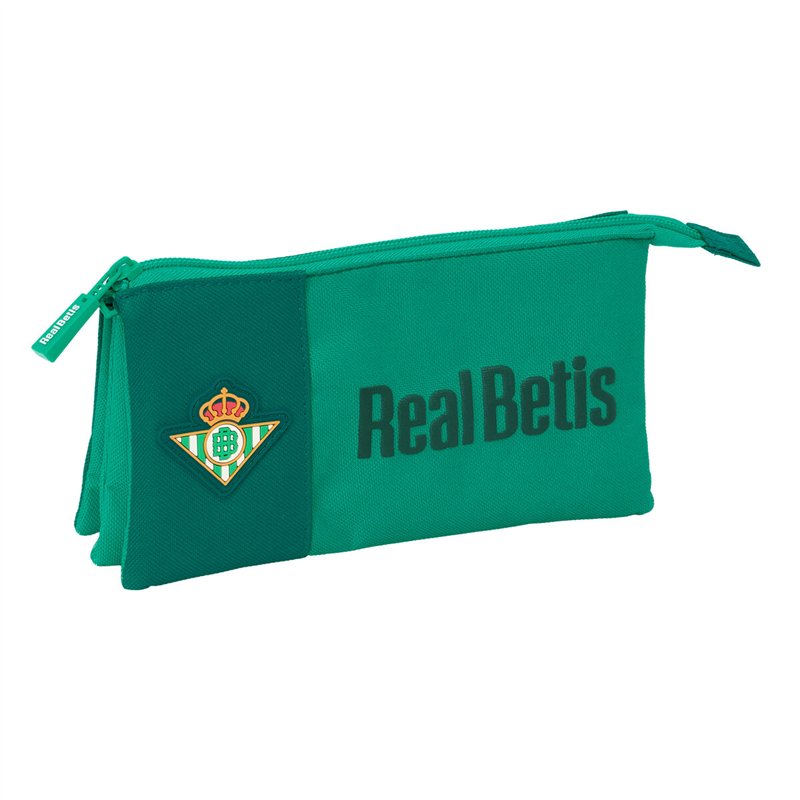 Trousse Fourre-Tout Triple Real Betis Balompié Vert 22 x 12 x 3 cm