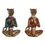 Figurine Décorative DKD Home Decor Bleu Marron Doré Léopard 16 x 9
