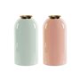Vase DKD Home Decor Vert Doré Corail Fer Laqué 13 x 13 x 25 cm (2 Unités)