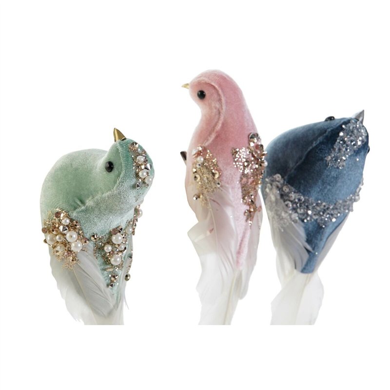 Image secondaire de Décorations de Noël DKD Home Decor Multicouleur Oiseau 25 x 7 x 6 cm (3 Unités)