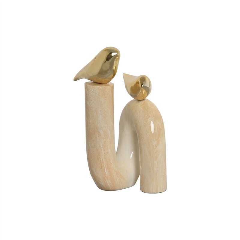 Figurine Décorative Home ESPRIT Doré Ivoire Oiseaux Romantique 19 x 11,5 x 27 cm