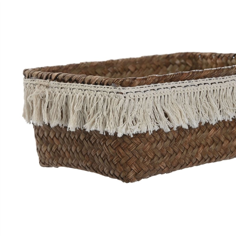 Image secondaire de Set de basket Home ESPRIT Blanc Naturel Fibre naturelle Boho Usé (3 Pièces)