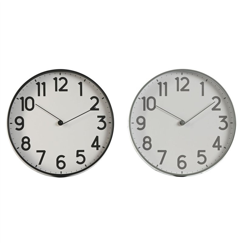 Horloge Murale Home ESPRIT Noir Gris PVC 30 x 4 x 30 cm (2 Unités)