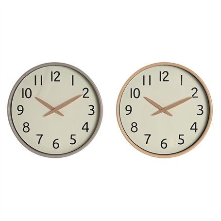 Horloge Murale Home ESPRIT Beige Naturel PVC Bois 30 x 4