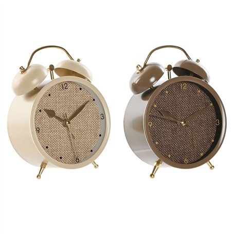 Horloge de table Home ESPRIT Marron Beige (2 Unités)