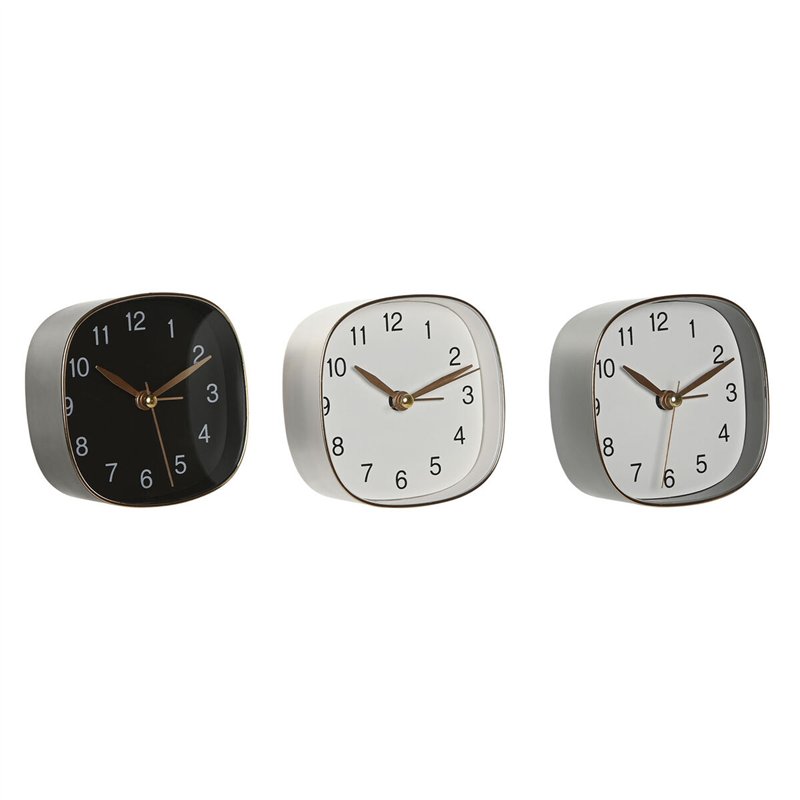 Horloge de table Home ESPRIT Blanc Noir Gris Doré Moderne (3 Unités)