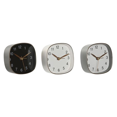 Horloge de table Home ESPRIT Blanc Noir Gris Doré Moderne (3 Unités)