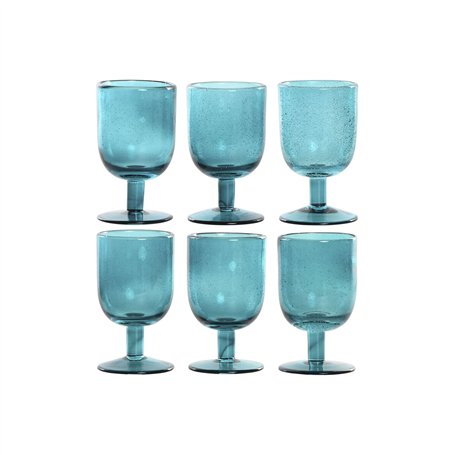 Set de Verres Home ESPRIT Turquoise Verre 300 ml (6 Unités)