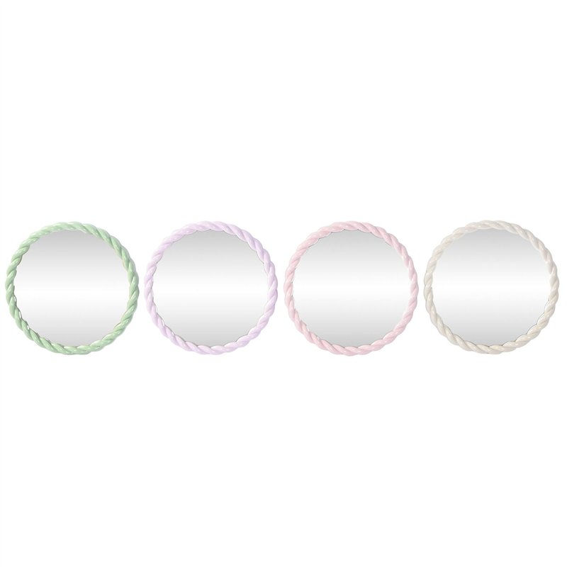 Miroir mural Home ESPRIT Blanc Vert Rose Lila 44 x 3 x 44 cm (4 Unités)